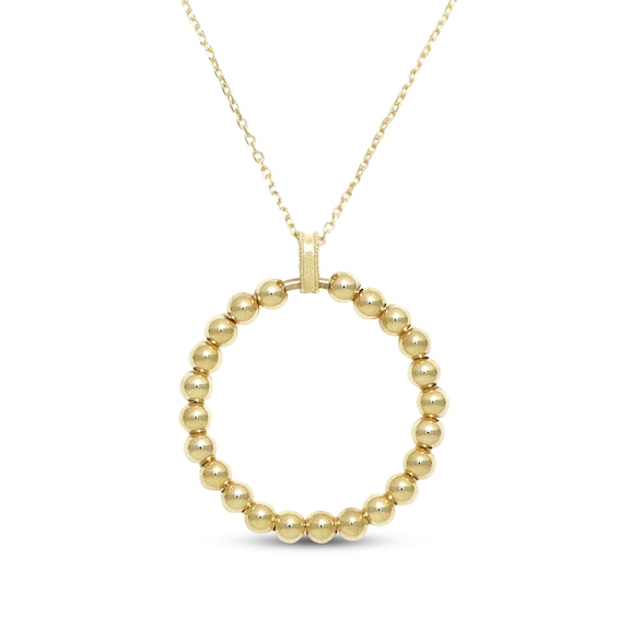 Beaded Circle Necklace 10K Yellow Gold 18"