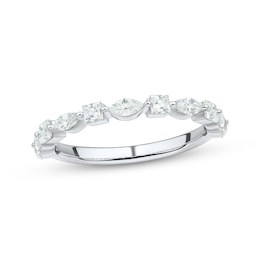 Princess & Marquise-Cut Diamond Anniversary Ring 3/4 ct tw 10K White Gold