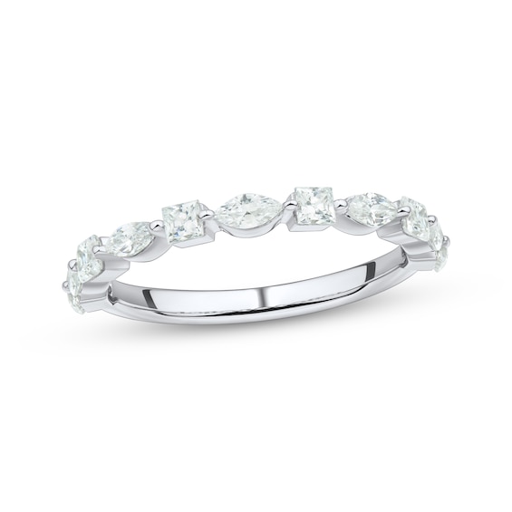 Princess & Marquise-Cut Diamond Anniversary Ring 3/4 ct tw 10K White Gold