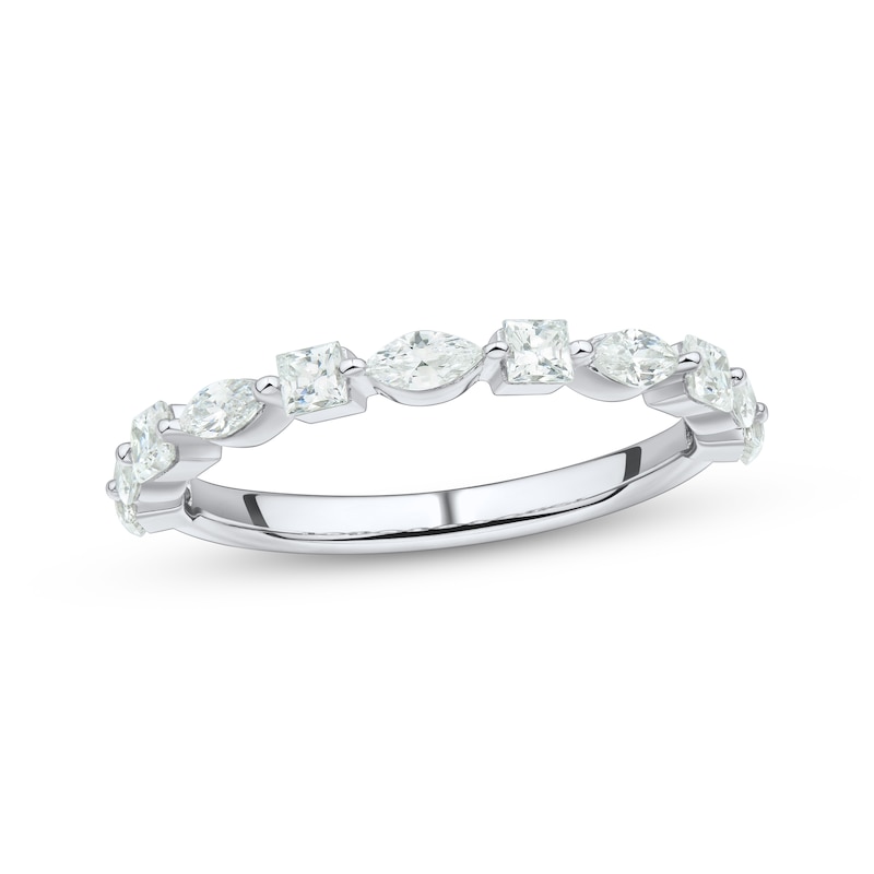 Main Image 1 of Princess & Marquise-Cut Diamond Anniversary Ring 3/4 ct tw 10K White Gold