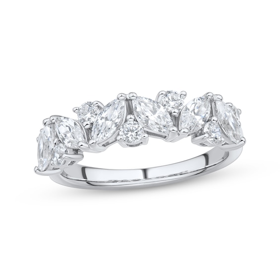 Lab-Grown Diamonds Marquise & Round-Cut Diamond Anniversary Ring 1-1/4 ct tw 14K White Gold