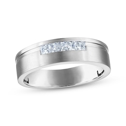 Now + Forever Men's Square-Cut Diamond Offset Wedding Band 1/3 ct tw 10K White Gold
