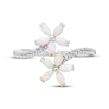 Thumbnail Image 3 of Marquise-Cut Lab-Created Opal & White Lab-Created Sapphire Flower Bypass Ring Sterling Silver