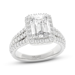 THE LEO Legacy Lab-Grown Diamond Emerald-Cut Halo Engagement Ring 2-7/8 ct tw 14K White Gold