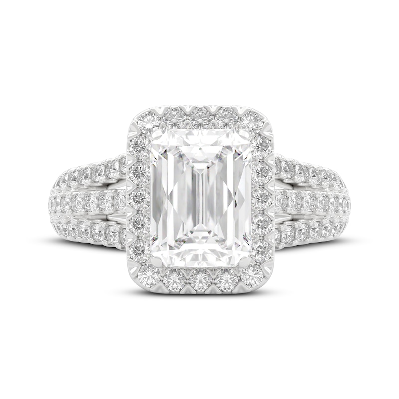 Main Image 3 of THE LEO Legacy Lab-Grown Diamond Emerald-Cut Halo Engagement Ring 2-7/8 ct tw 14K White Gold