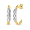 Thumbnail Image 1 of STUDIO BY KAY Multi-Diamond Chain Link J-Hoop Earrings 1/3 ct tw 24K Yellow Gold Vermeil Sterling Silver
