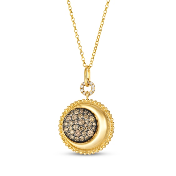 Le Vian Diamond Crescent Moon Necklace 7/8 ct tw 14K Honey Gold 19"
