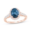 Thumbnail Image 1 of Now + Forever Oval-Cut London Blue Topaz & Diamond Halo Engagement Ring 3/8 ct tw 14K Rose Gold