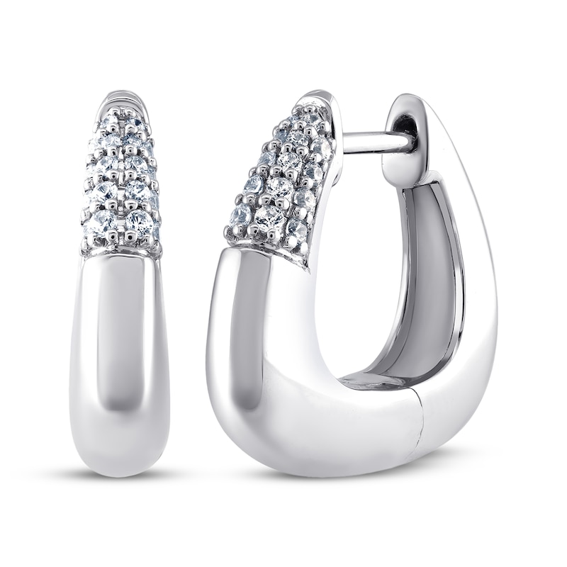 Main Image 1 of STUDIO BY KAY Diamond Pavé Triangle Hoop Earrings 1/5 ct tw Sterling Silver