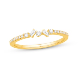 Now + Forever Baguette & Round-Cut Diamond Scatter Anniversary Ring 1/6 ct tw 10K Yellow Gold