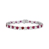 Thumbnail Image 1 of Heart-Shaped Lab-Created Opal & Lab-Created Ruby Tennis Bracelet Sterling Silver 7.5&quot;