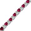 Thumbnail Image 2 of Heart-Shaped Lab-Created Opal & Lab-Created Ruby Tennis Bracelet Sterling Silver 7.5&quot;