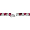 Thumbnail Image 3 of Heart-Shaped Lab-Created Opal & Lab-Created Ruby Tennis Bracelet Sterling Silver 7.5&quot;