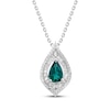Thumbnail Image 1 of Pear-Shaped Lab-Created Emerald & White Lab-Created Sapphire Necklace Sterling Silver 18&quot;