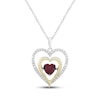 Thumbnail Image 1 of Lab-Created Ruby & Diamond Double Heart Necklace 1/5 ct tw Sterling Silver & 10K Yellow Gold 18&quot;