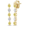 Thumbnail Image 1 of Yellow & White Lab-Grown Diamond Alternating Drop Earrings 1 ct tw 10K Yellow Gold