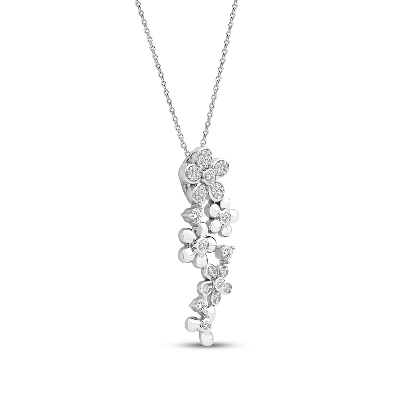 Main Image 2 of Diamond Flower Drop Necklace 1/4 ct tw 10K White Gold 18"