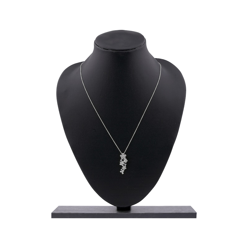 Main Image 5 of Diamond Flower Drop Necklace 1/4 ct tw 10K White Gold 18"