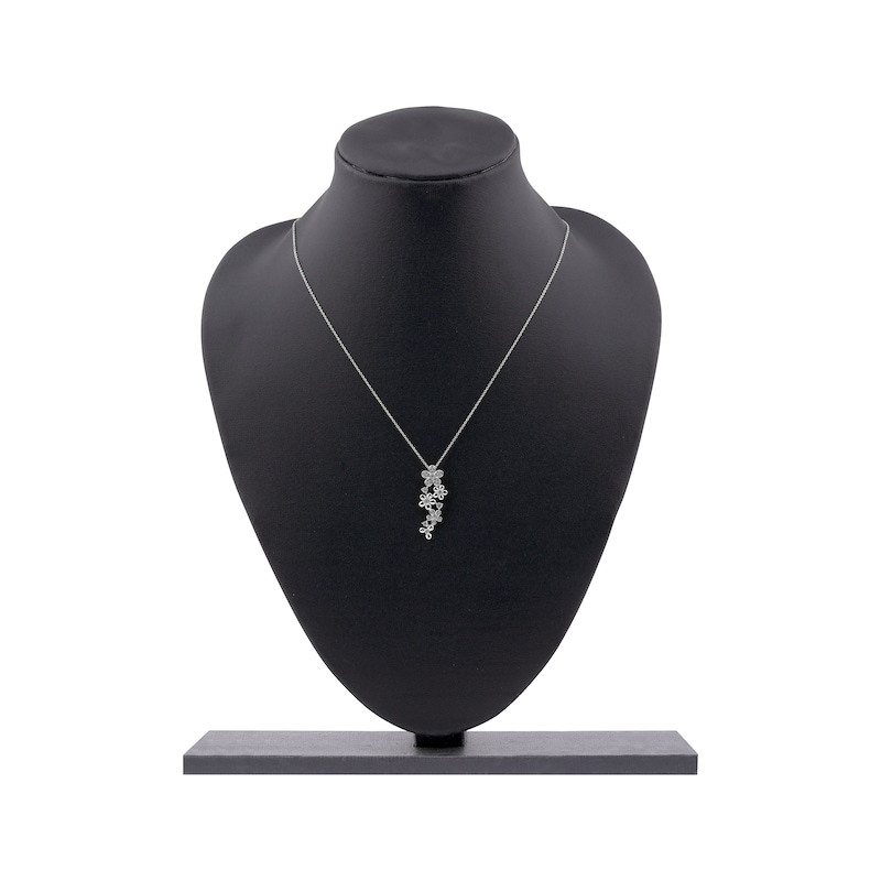 Main Image 6 of Diamond Flower Drop Necklace 1/4 ct tw 10K White Gold 18"