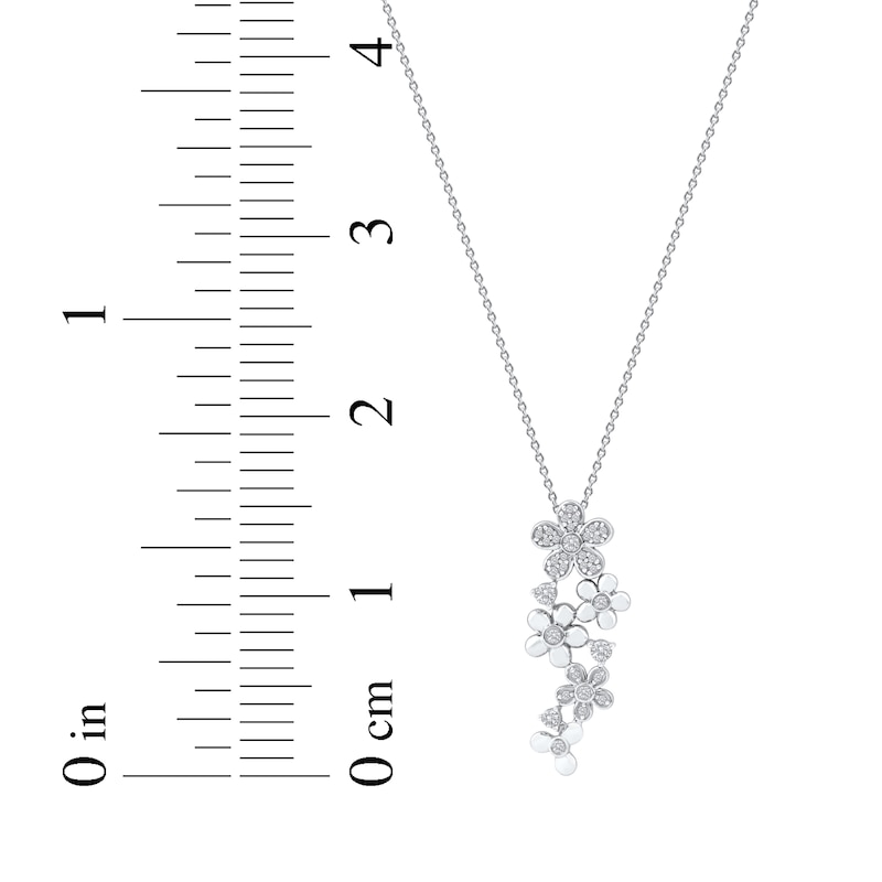 Main Image 7 of Diamond Flower Drop Necklace 1/4 ct tw 10K White Gold 18"