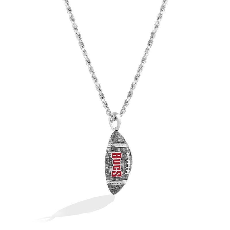 Main Image 2 of True Fans Tampa Bay Buccaneers 1/20 CT. T.W. Diamond Vertical Football Necklace in Sterling Silver