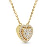 Thumbnail Image 2 of Multi-Diamond Heart Halo Necklace 1/6 ct tw 10K Yellow Gold 18&quot;