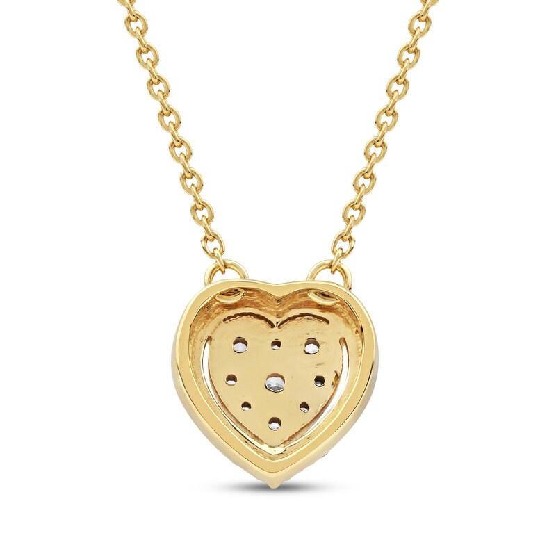 Main Image 3 of Multi-Diamond Heart Halo Necklace 1/6 ct tw 10K Yellow Gold 18&quot;