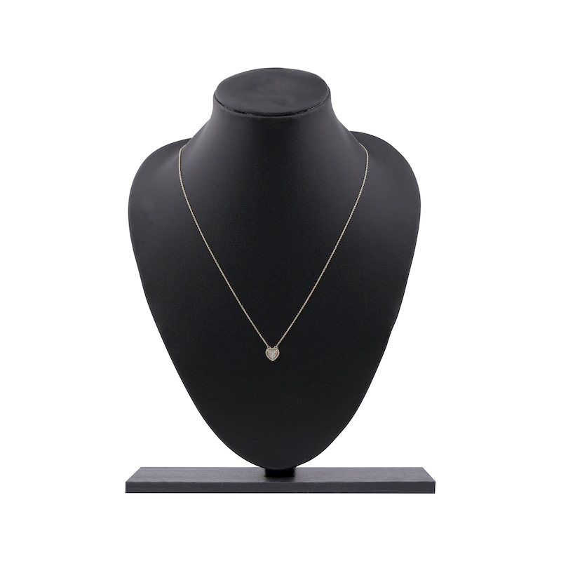 Main Image 5 of Multi-Diamond Heart Halo Necklace 1/6 ct tw 10K Yellow Gold 18&quot;
