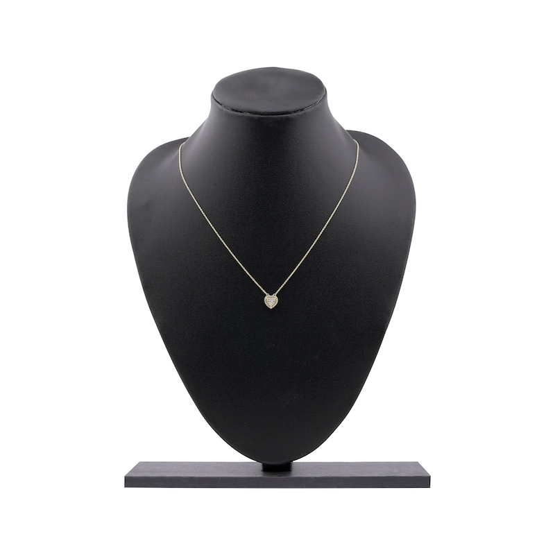 Main Image 6 of Multi-Diamond Heart Halo Necklace 1/6 ct tw 10K Yellow Gold 18&quot;