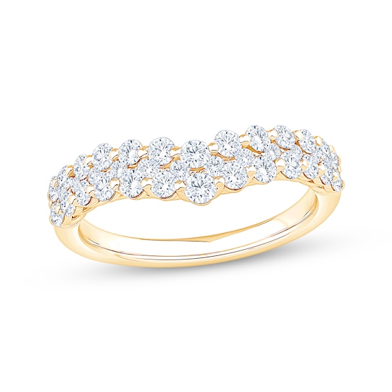 Now + Forever Diamond Three-Row Contour Anniversary Ring 1 ct tw 14K Yellow Gold
