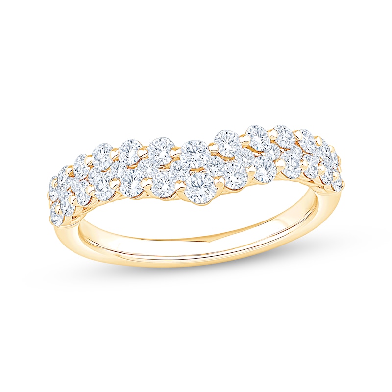 Main Image 1 of Now + Forever Diamond Three-Row Contour Anniversary Ring 1 ct tw 14K Yellow Gold