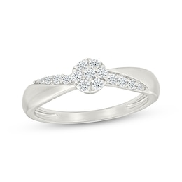 Diamond Accent Circle Promise Ring 1/5 ct tw Sterling Silver