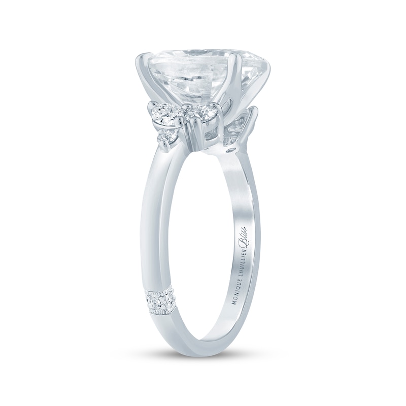 Main Image 2 of Monique Lhuillier Bliss Oval-Cut Lab-Grown Diamond Engagement Ring 3-1/3 ct tw 18K White Gold