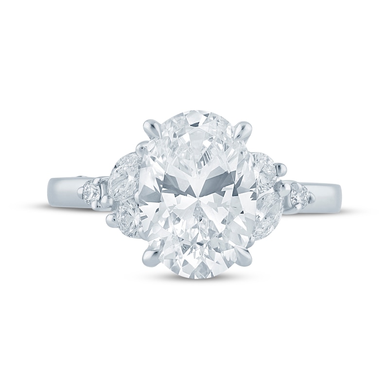 Main Image 4 of Monique Lhuillier Bliss Oval-Cut Lab-Grown Diamond Engagement Ring 3-1/3 ct tw 18K White Gold
