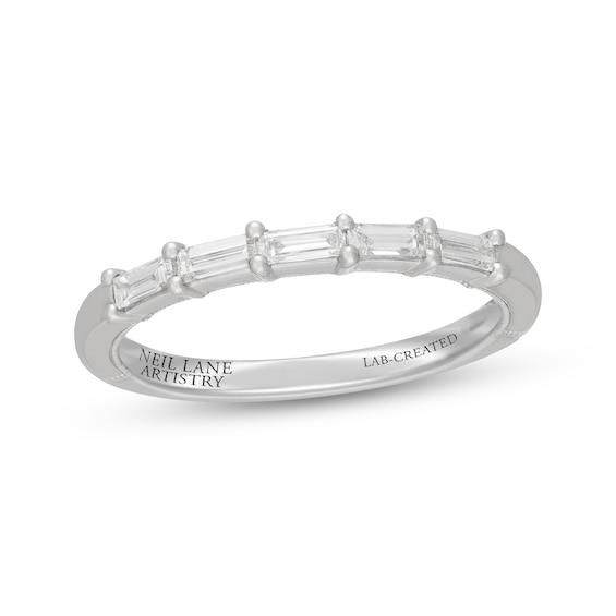 Neil Lane Artistry Heritage Baguette-Cut Lab-Grown Diamond Anniversary Ring 1/3 ct tw Platinum