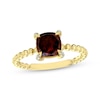 Thumbnail Image 1 of Cushion-Cut Garnet & Diamond Accent Ring 10K Yellow Gold