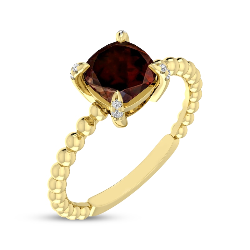 Main Image 2 of Cushion-Cut Garnet & Diamond Accent Ring 10K Yellow Gold