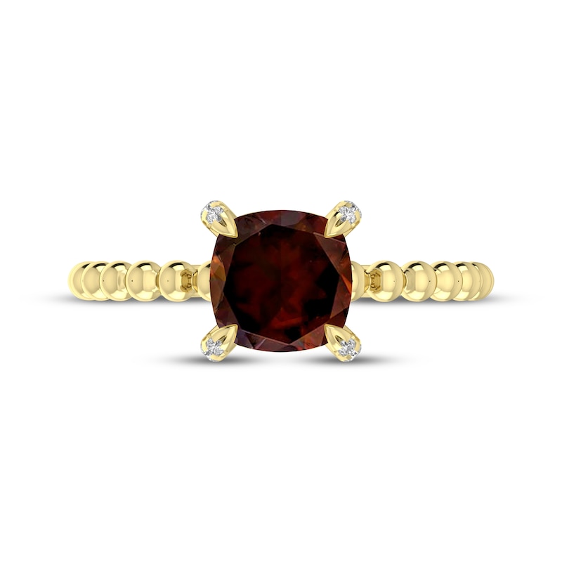 Main Image 3 of Cushion-Cut Garnet & Diamond Accent Ring 10K Yellow Gold