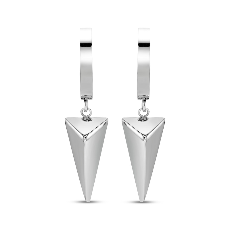 Main Image 2 of Men's Pyramid Dangle Hoop Earrings Stainless Steel