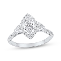Now + Forever Marquise-Cut Diamond Halo Engagement Ring 3/4 ct tw 10K White Gold