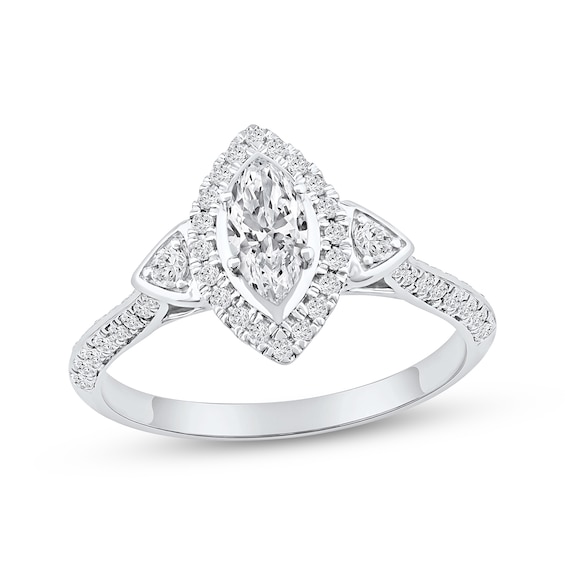 Now + Forever Marquise-Cut Diamond Halo Engagement Ring 3/4 ct tw 10K White Gold