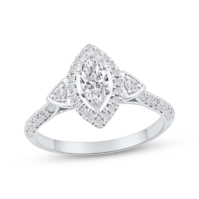 Main Image 1 of Now + Forever Marquise-Cut Diamond Halo Engagement Ring 3/4 ct tw 10K White Gold