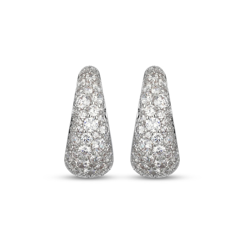Main Image 2 of STUDIO BY KAY White Lab-Created Sapphire Tapered J-Hoop Earrings Sterling Silver