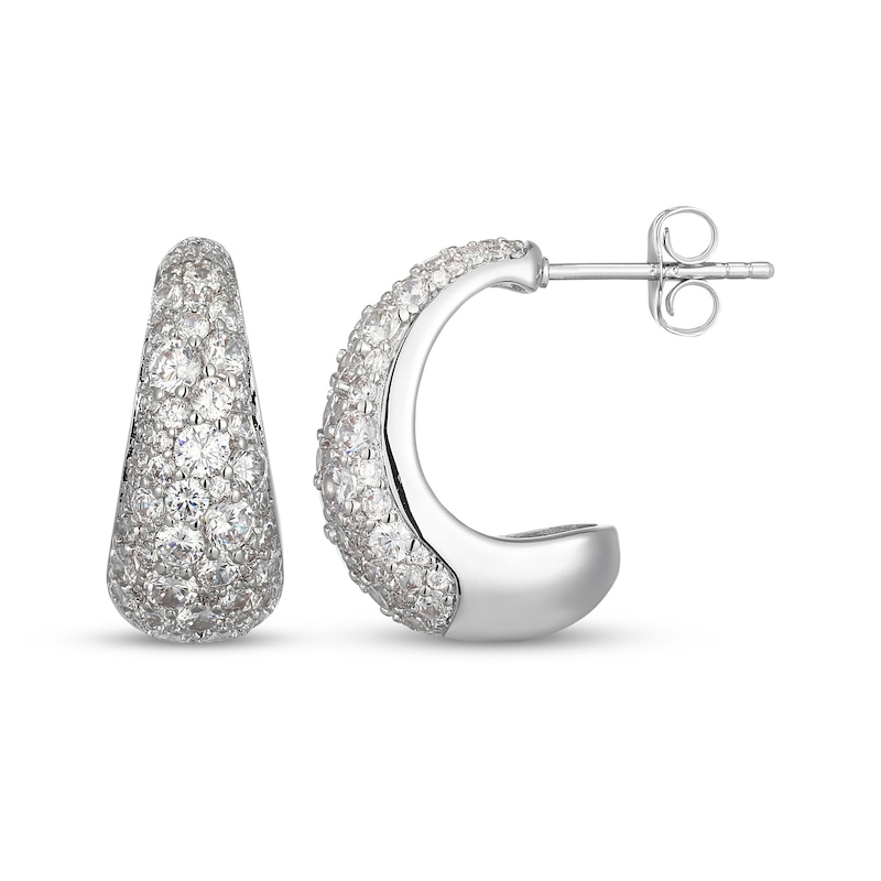 Main Image 3 of STUDIO BY KAY White Lab-Created Sapphire Tapered J-Hoop Earrings Sterling Silver