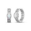 Thumbnail Image 1 of Oval-Cut Lab-Created Opal & White Lab-Created Sapphire Chain Link Hoop Earrings Sterling Silver