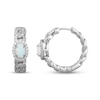 Thumbnail Image 3 of Oval-Cut Lab-Created Opal & White Lab-Created Sapphire Chain Link Hoop Earrings Sterling Silver