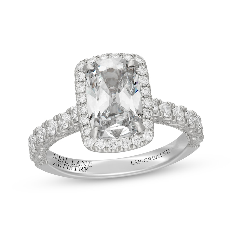 Main Image 1 of Neil Lane Artistry Heritage Cushion-Cut Lab-Grown Diamond Engagement Ring 2-3/4 ct tw Platinum