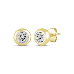 STUDIO BY KAY White Lab-Created Sapphire Bezel-Set Solitaire Stud Earrings 24K Yellow Gold Vermeil Sterling Silver