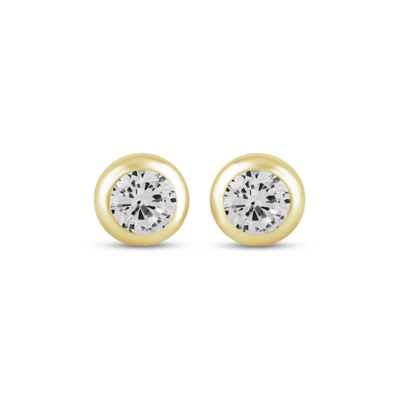 Main Image 2 of STUDIO BY KAY White Lab-Created Sapphire Bezel-Set Solitaire Stud Earrings 24K Yellow Gold Vermeil Sterling Silver