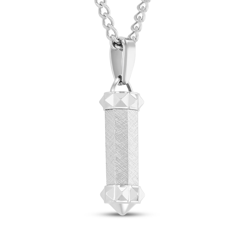 Main Image 2 of Men's Cylinder Drop Pendant Necklace Stainless Steel 24"